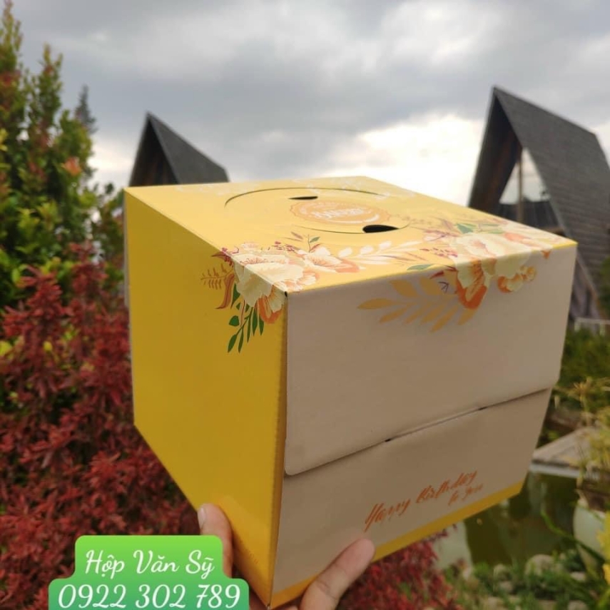 Hộp Bánh Kem Cao 18cm mẫu Vàng Pha - VP 01