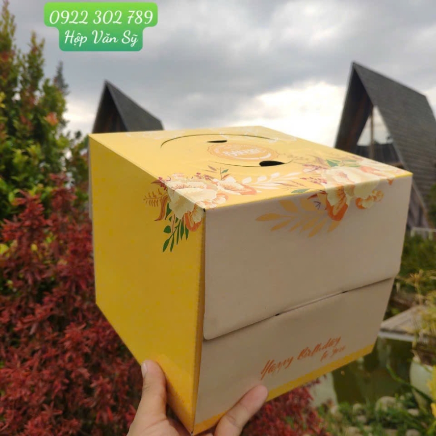 Hộp Bánh Kem Cao 18cm mẫu Vàng Pha - VP 01