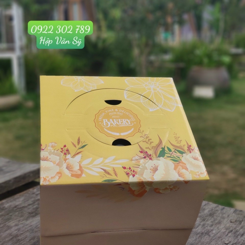 Hộp Bánh Kem Cao 18cm mẫu Vàng Pha - VP 01