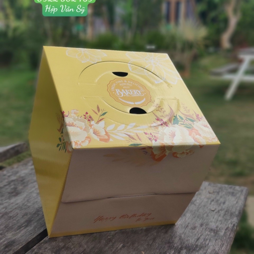 Hộp Bánh Kem Cao 18cm mẫu Vàng Pha - VP 01