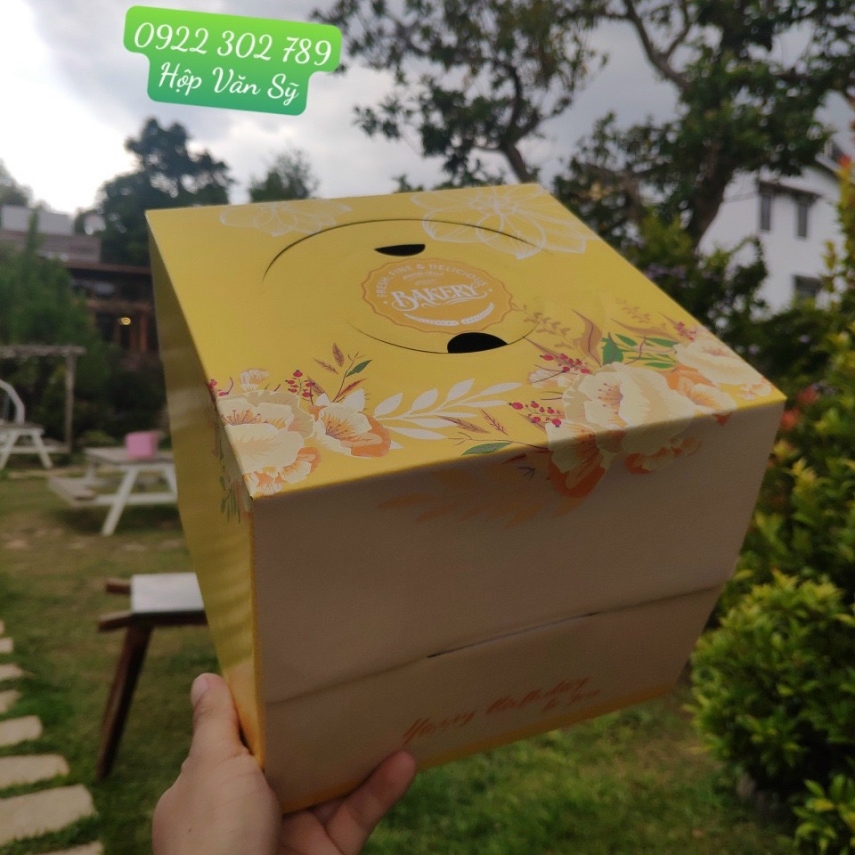 Hộp Bánh Kem Cao 18cm mẫu Vàng Pha - VP 01