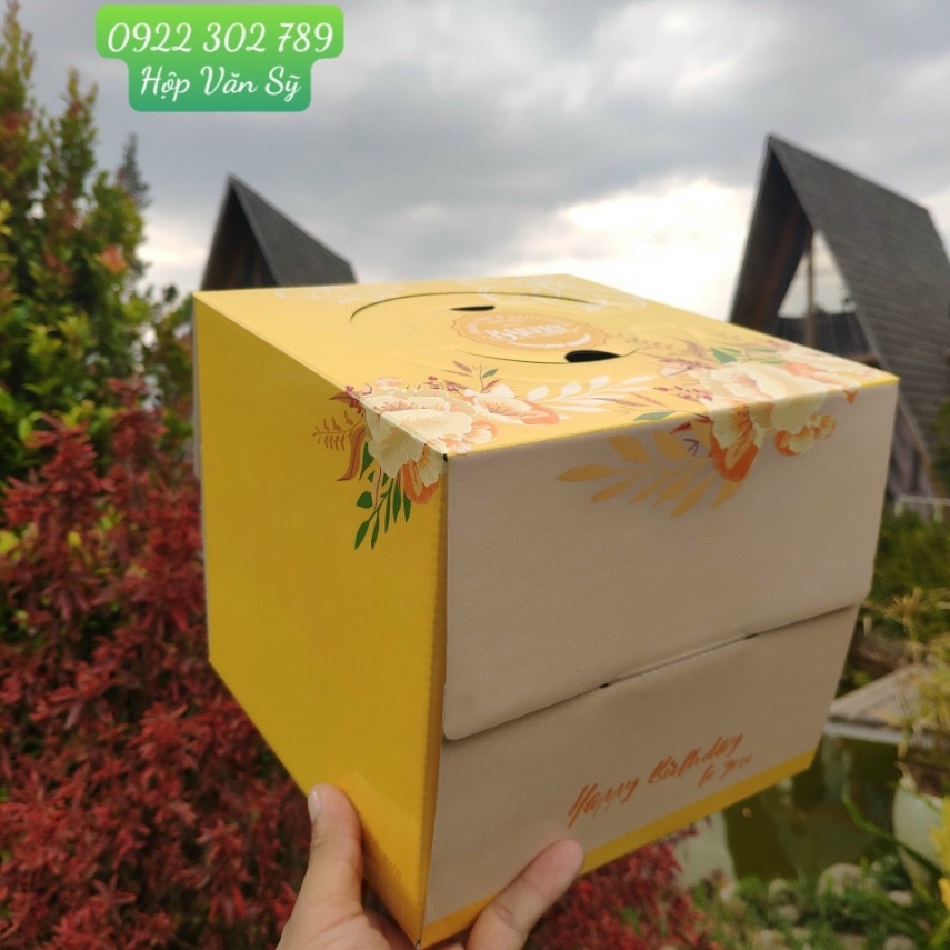 Hộp Bánh Kem Cao 18cm mẫu Vàng Pha - VP 01