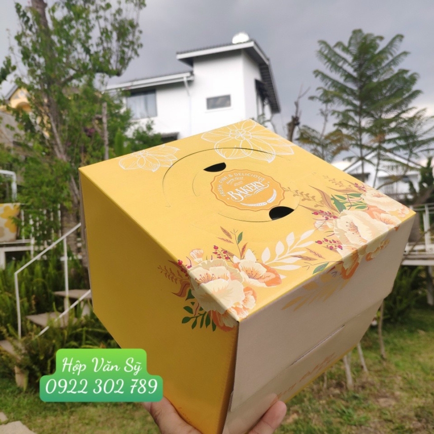 Hộp Bánh Kem Cao 18cm mẫu Vàng Pha - VP 01