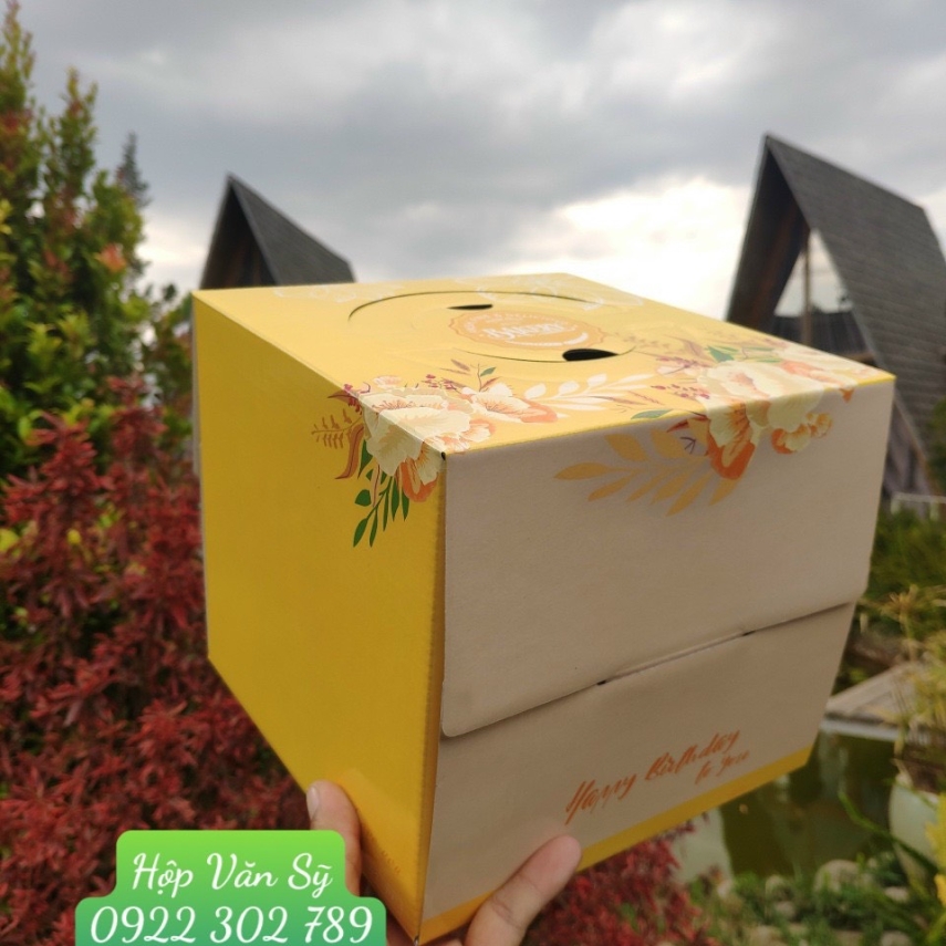 Hộp Bánh Kem Cao 18cm mẫu Vàng Pha - VP 01