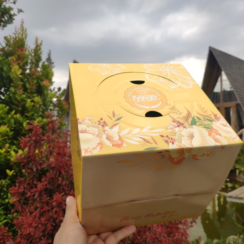 Hộp Bánh Kem Cao 18cm mẫu Vàng Pha - VP 01