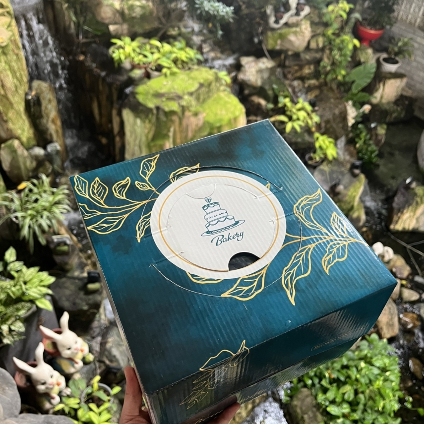 Mẫu Hộp Bánh Kem Cao 18cm - Màu Xanh Nhung - Mã XM01