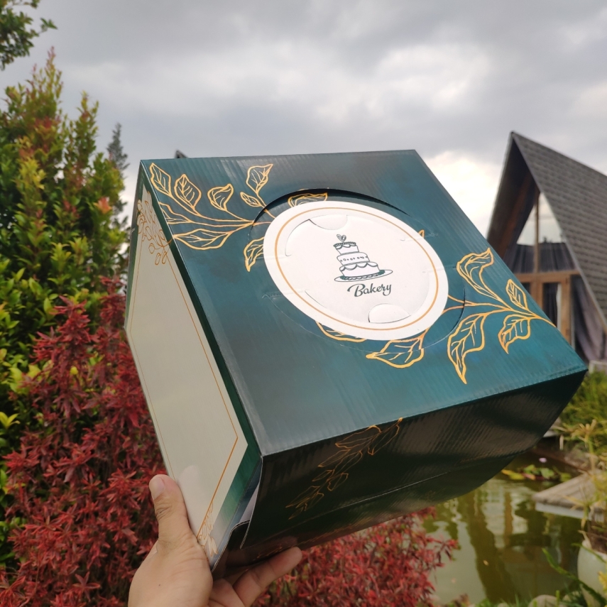 Mẫu Hộp Bánh Kem Cao 18cm - Màu Xanh Nhung - Mã XM01