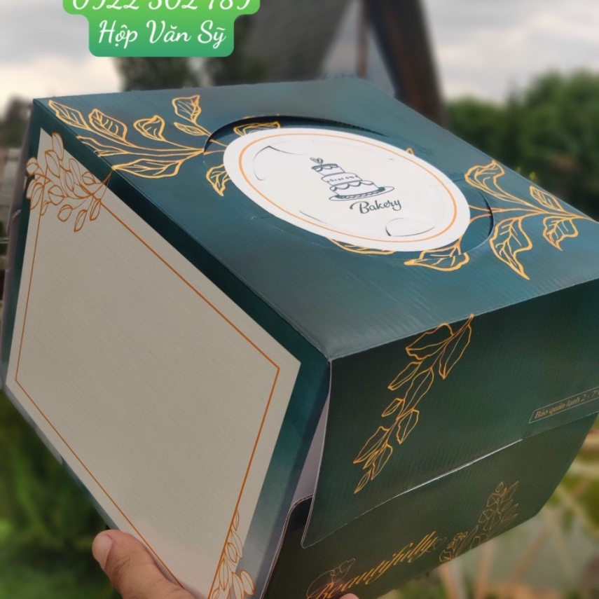 Mẫu Hộp Bánh Kem Cao 18cm - Màu Xanh Nhung - Mã XM01