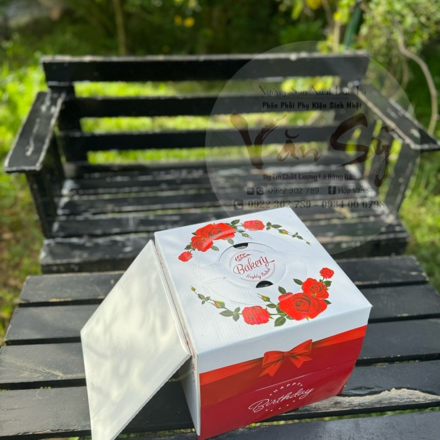 Mẫu Hộp Bánh Kem Cao 20cm - Màu Đỏ - Mã Đ2