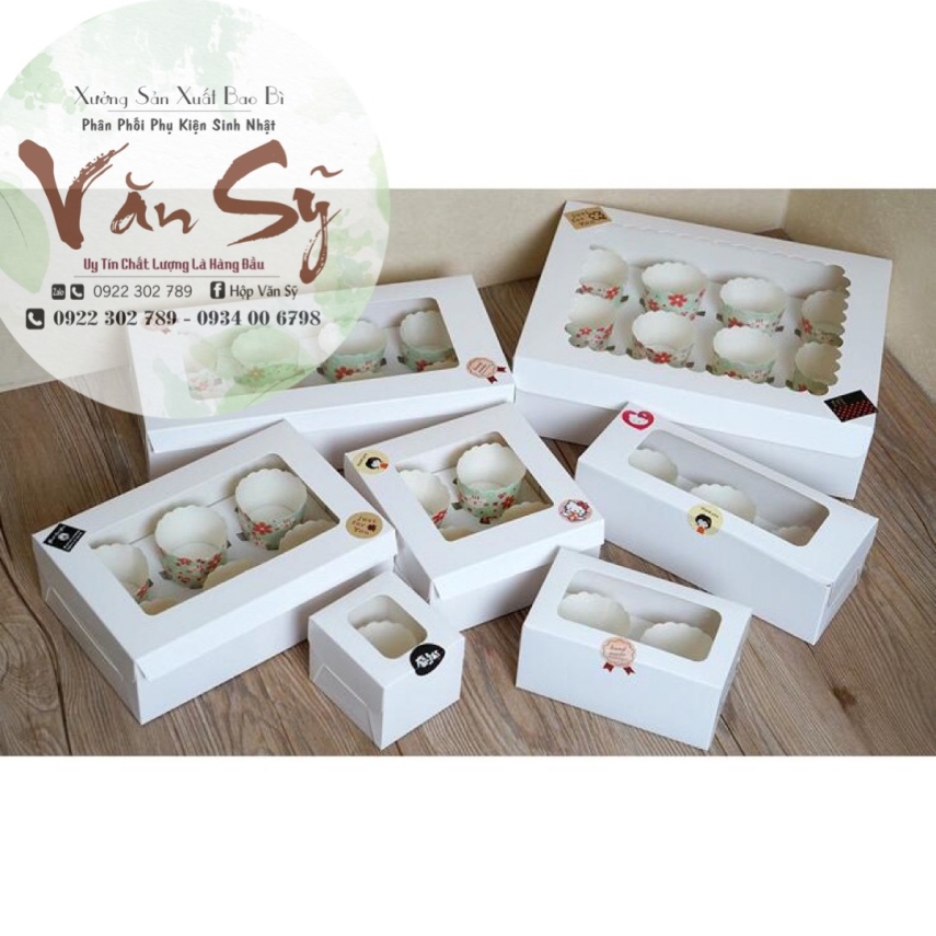 Hộp Bánh Cupcake - 1 - 2 - 4 - 6 - 12 Bánh