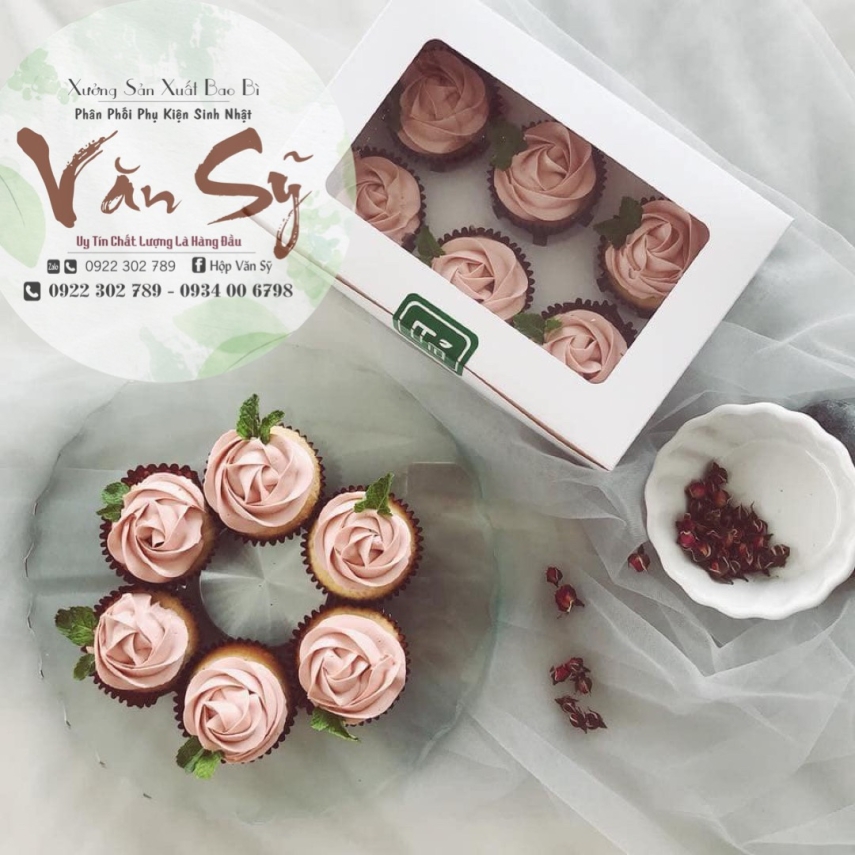 Hộp Bánh Cupcake - 1 - 2 - 4 - 6 - 12 Bánh
