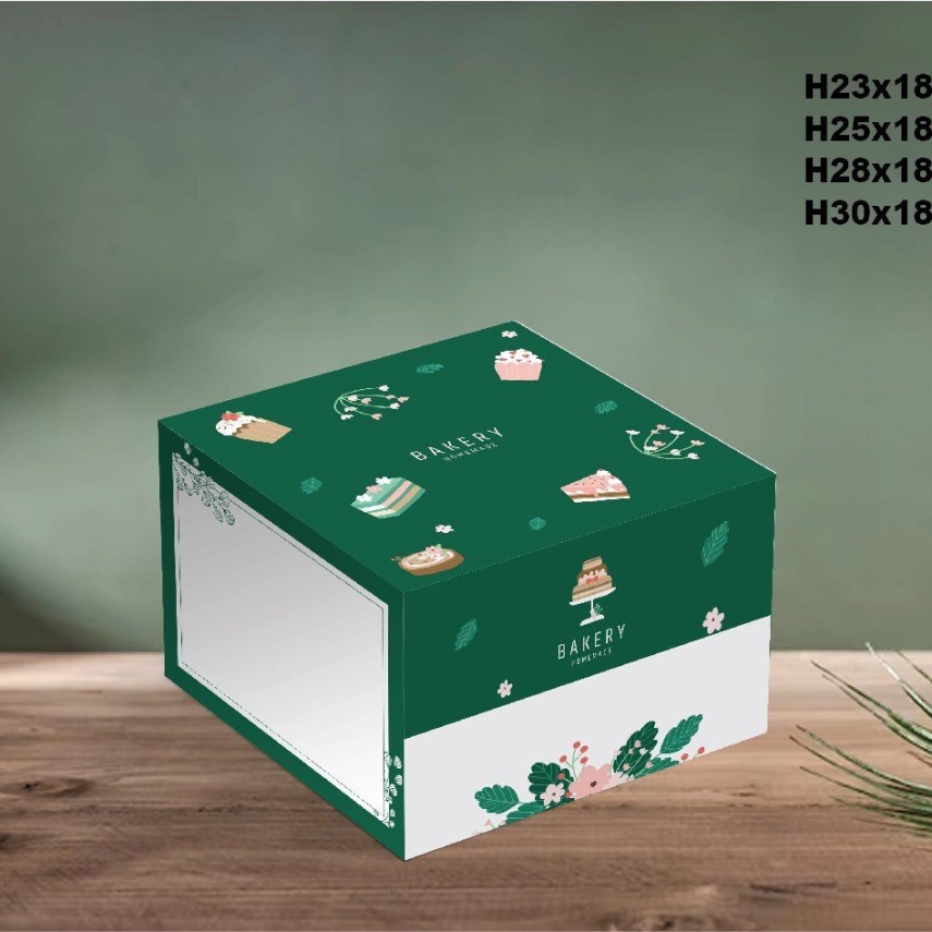 Hộp Bánh Kem Cao 18cm mẫu Xanh Lá L2