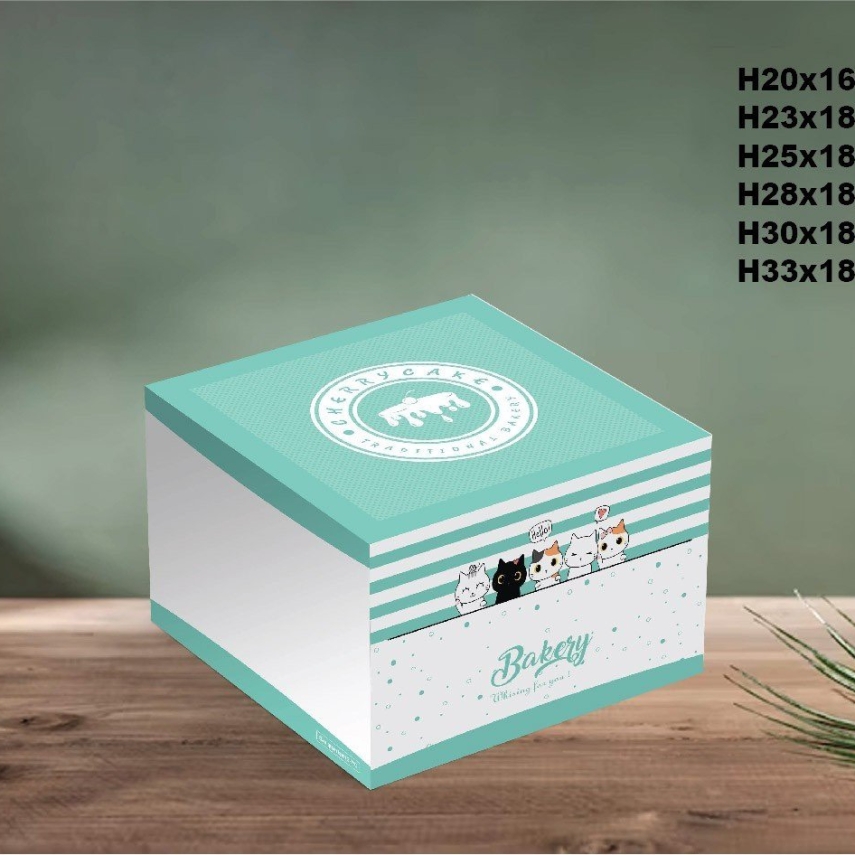 Hộp Bánh Kem Cao 18cm mẫu Con Mèo - L2