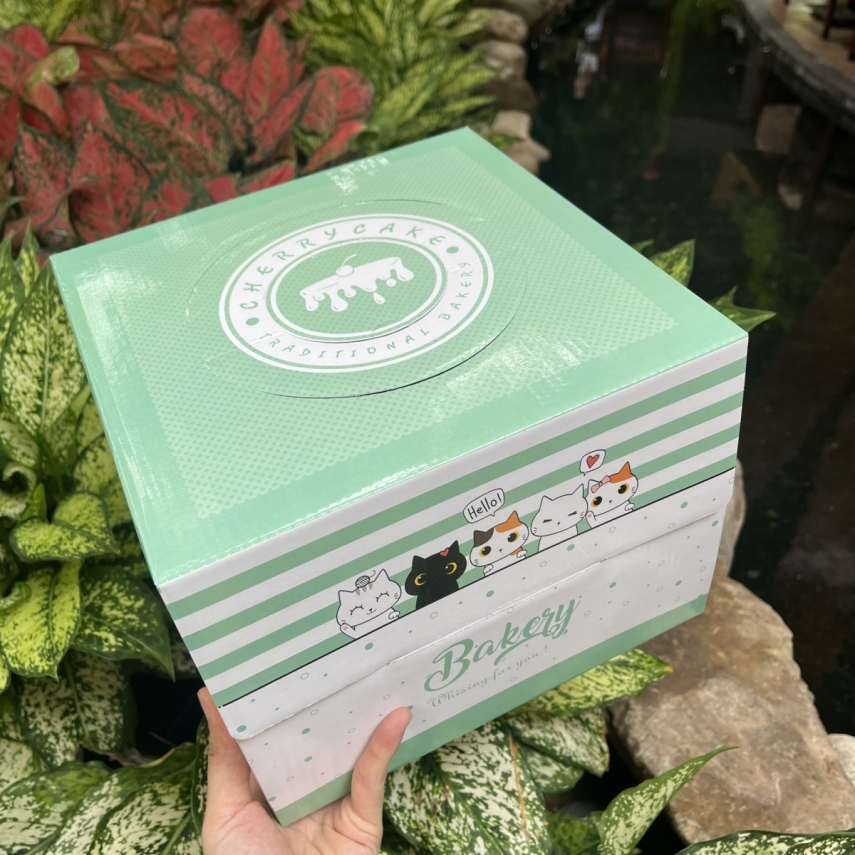 Hộp Bánh Kem Cao 18cm mẫu Con Mèo - L2