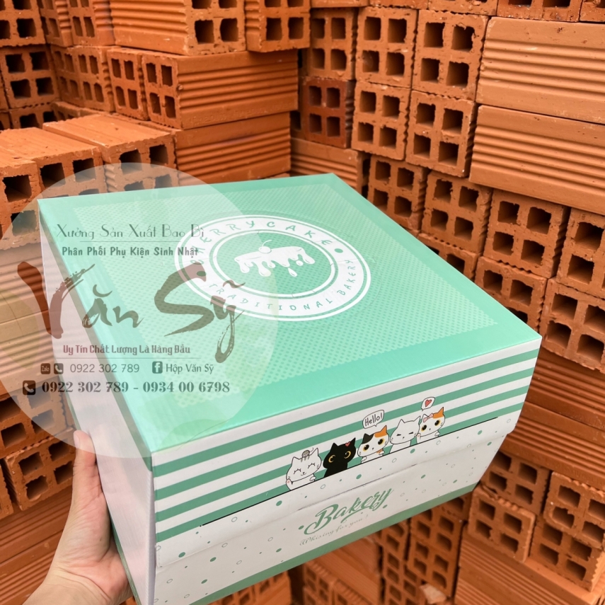 Hộp Bánh Kem Cao 18cm mẫu Con Mèo - L2