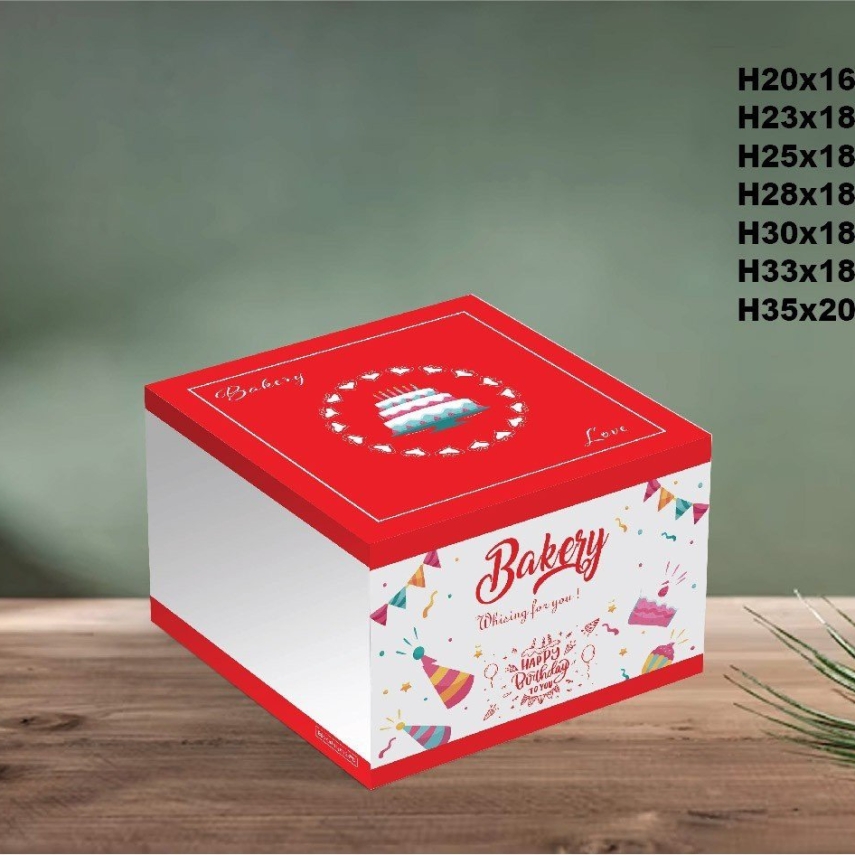 Hộp Bánh Kem Cao 18cm mẫu Đỏ - L2