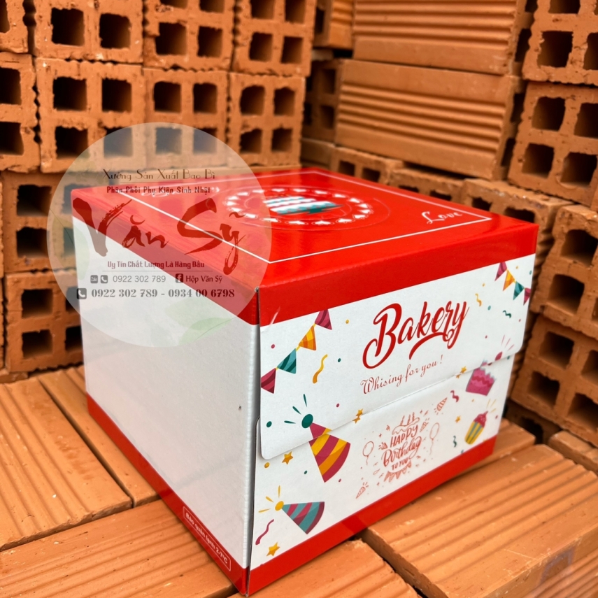Hộp Bánh Kem Cao 18cm mẫu Đỏ - L2