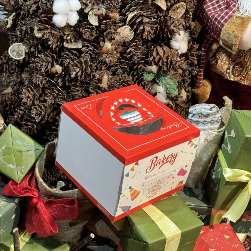 Hộp Bánh Kem Cao 18cm mẫu Đỏ - L2