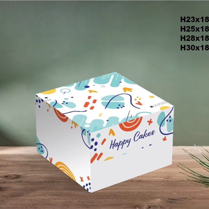 Hộp Bánh Kem Cao 18cm mã Ngũ Sắc - L2