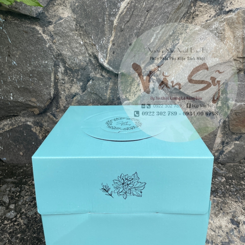 Hộp Bánh Kem Giá Rẻ Cao 18cm mã Xanh Mint