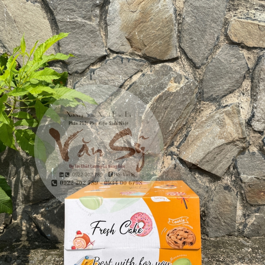 Hộp Bánh Kem Giá Rẻ Cao 18cm mã Cam Tươi