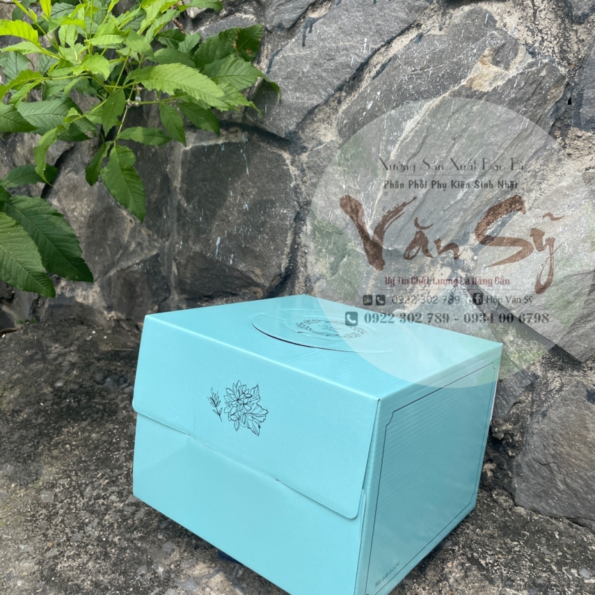 Hộp Bánh Kem Giá Rẻ Cao 18cm mã Xanh Mint