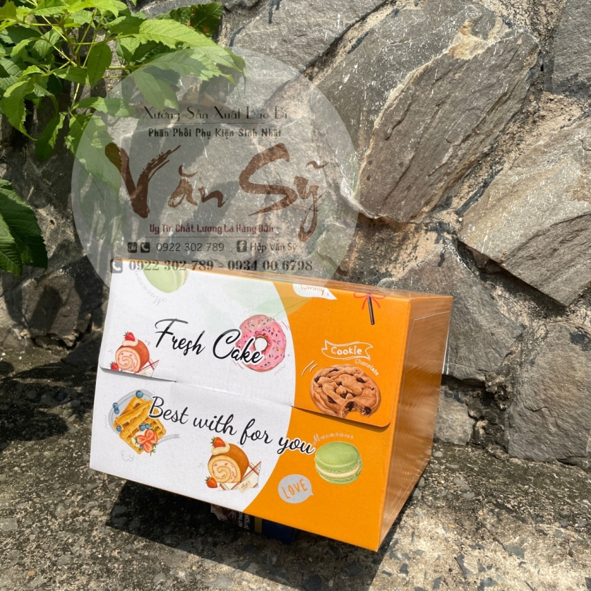 Hộp Bánh Kem Giá Rẻ Cao 18cm mã Cam Tươi