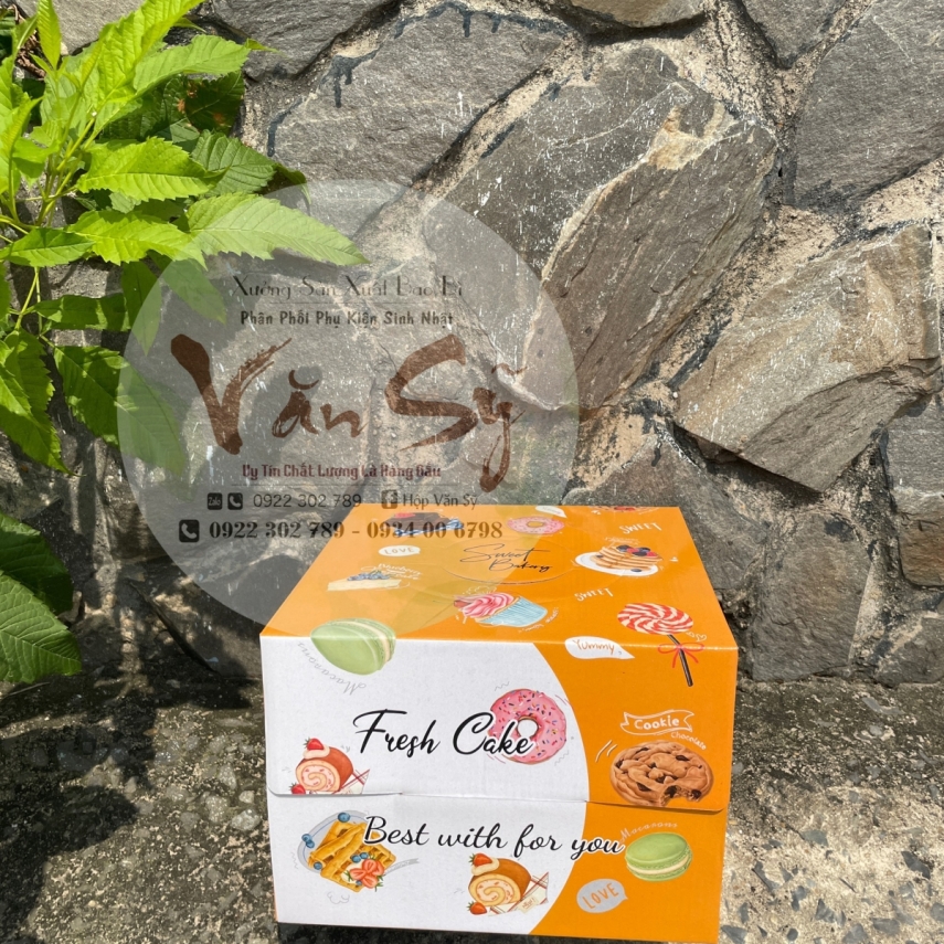 Hộp Bánh Kem Giá Rẻ Cao 18cm mã Cam Tươi