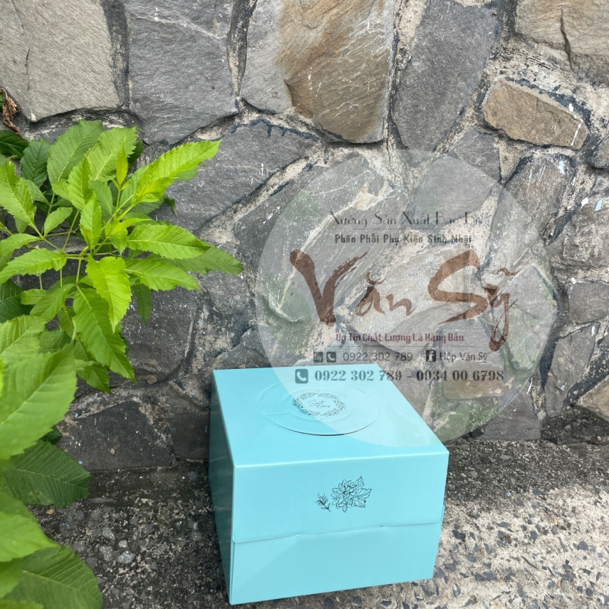 Hộp Bánh Kem Giá Rẻ Cao 18cm mã Xanh Mint