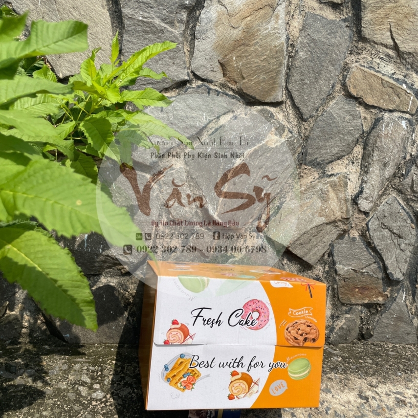 Hộp Bánh Kem Giá Rẻ Cao 18cm mã Cam Tươi