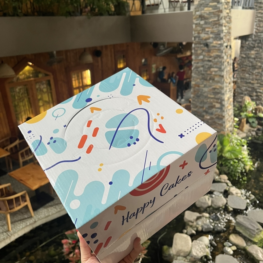 Hộp Bánh Kem Cao 18cm mã Ngũ Sắc - L2